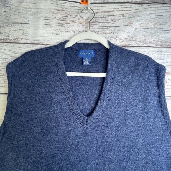 Vintage TownCraft V Neck Knit Pullover Sweater Vest XXL Mens BlueMade in USA‎ - Picture 2 of 9